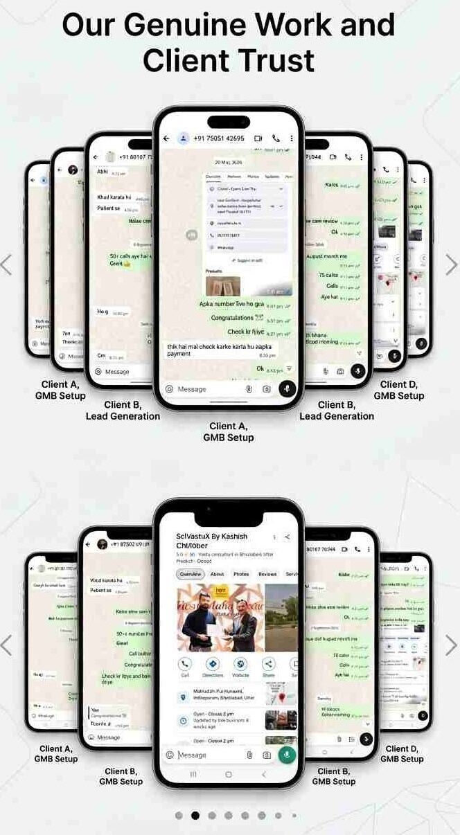 GMB client proof carousel showing live listing updates and chats - thegmbexpert